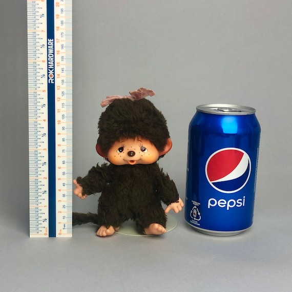 Vintage Monchhichi Sekiguchi Mini Monkey Plush Toy, Brown Fur Eyes