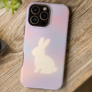 Glowing Rabbit Silhouette Magnetic Case – Minimalist Bunny Phone Cover