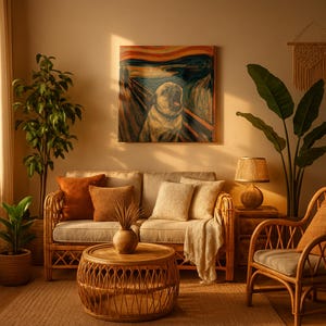 Howling Pug Canvas Print – The Scream Parody Wall Art on Square Matte Canvas image 7