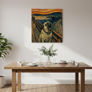 Howling Pug Canvas Print – The Scream Parody Wall Art on Square Matte Canvas image 6