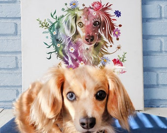 Pet Portrait Custom Flower style | Pet Loss Gift | dog portrait flowers | pet illustration | custom pet memorial | drawing from photo |