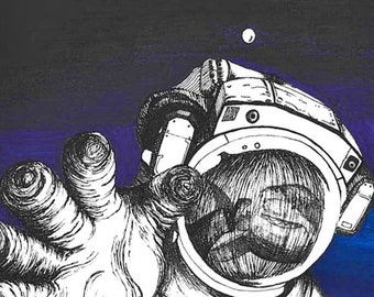 Adesivo da parete astronauta nell'oceano 8x10