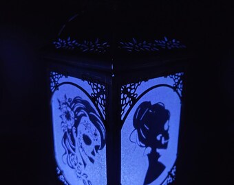 Sugar Skull Undead Lantern - Halloween Distressed Metal Lantern