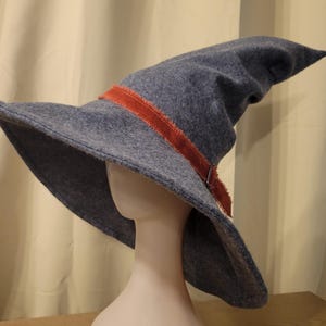 Handcrafted Felt Wizard Hat – Adult Size 24” – Variety of Colors! Gray w/ Rust