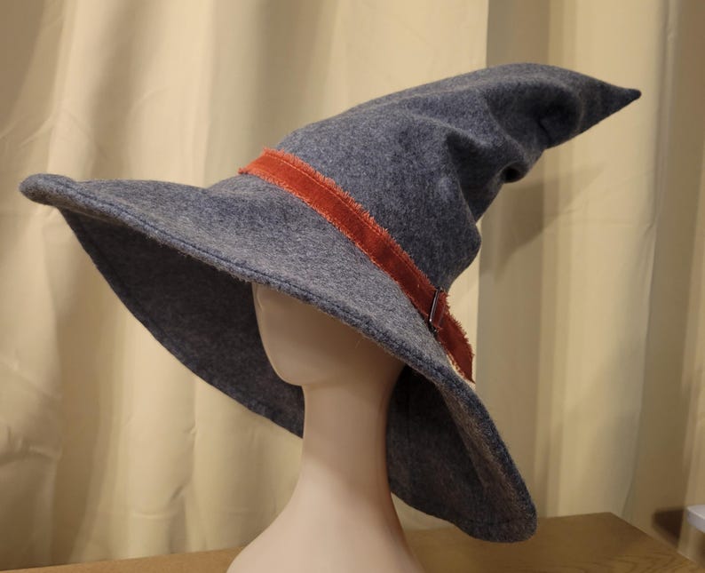 Handcrafted Felt Wizard Hat – Adult Size 24” – Variety of Colors! Gray w/ Rust