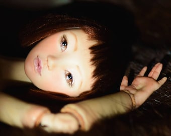Handmade Porcelain BJD Doll: OOAK Art Doll with Silk Wig