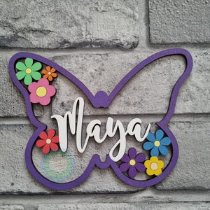 Personalisierte Schmetterling Holz Namensschild