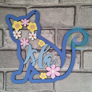 Personalised Cat Wooden Name Plaque