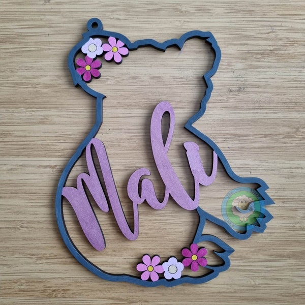 Personalised Koala Bear Wooden Name Plaque