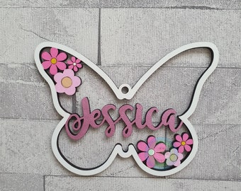 Personalised Butterfly Wooden Name Plaque