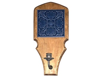 Candle Sconce: Victorian style with ceramic tile;  'PRIORY' model.
