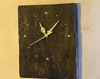 Antique oak wall clock, made from ancient lock gate: Foxton Clocks