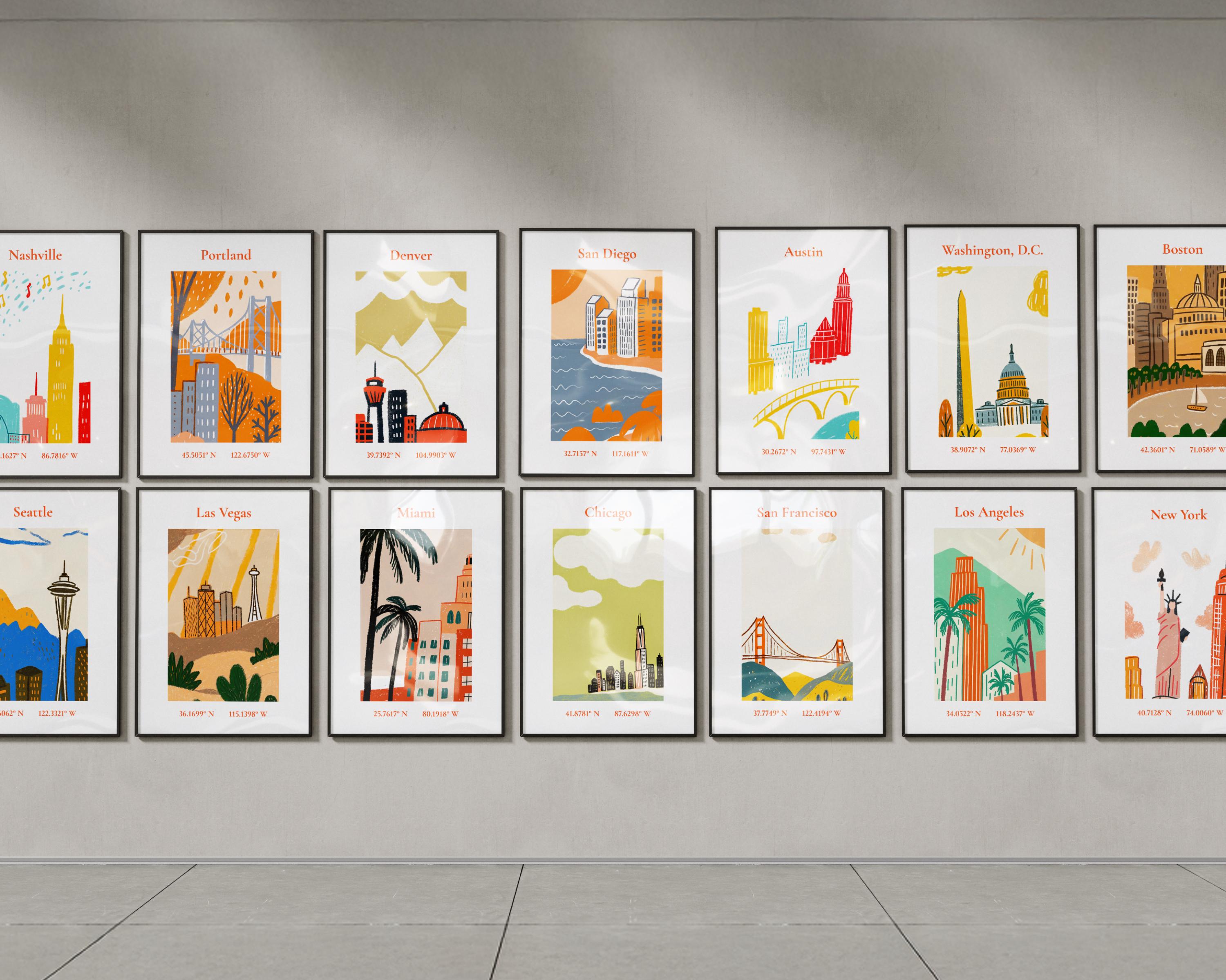 Minimalist U.S. City Poster Bundle (digital Download) (20 Set). - Etsy