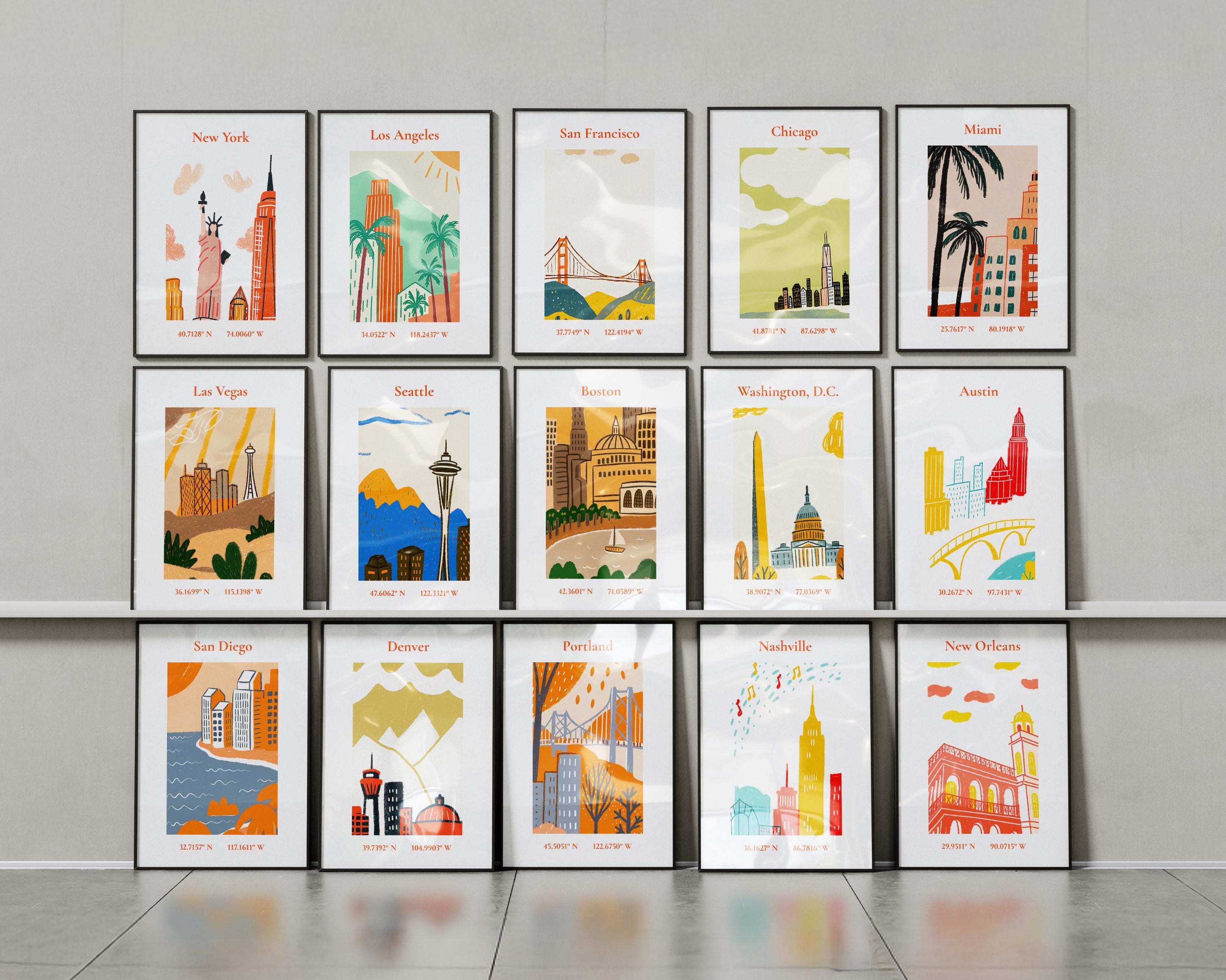 Minimalist U.S. City Poster Bundle (digital Download) (20 Set). - Etsy