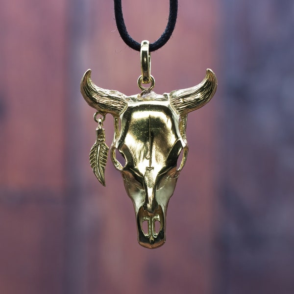 Pendentif Taureau - bijoux ethniques - collier ethniques en laiton - tribal -  buffalo skull - crane de taureau