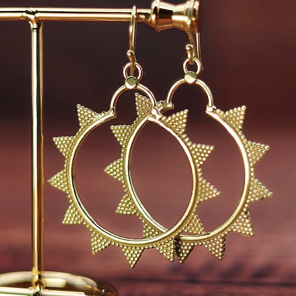 Ethnic earrings - tribal earrings - brass earrings - gypsy earrings - handmade jewelry - gold
