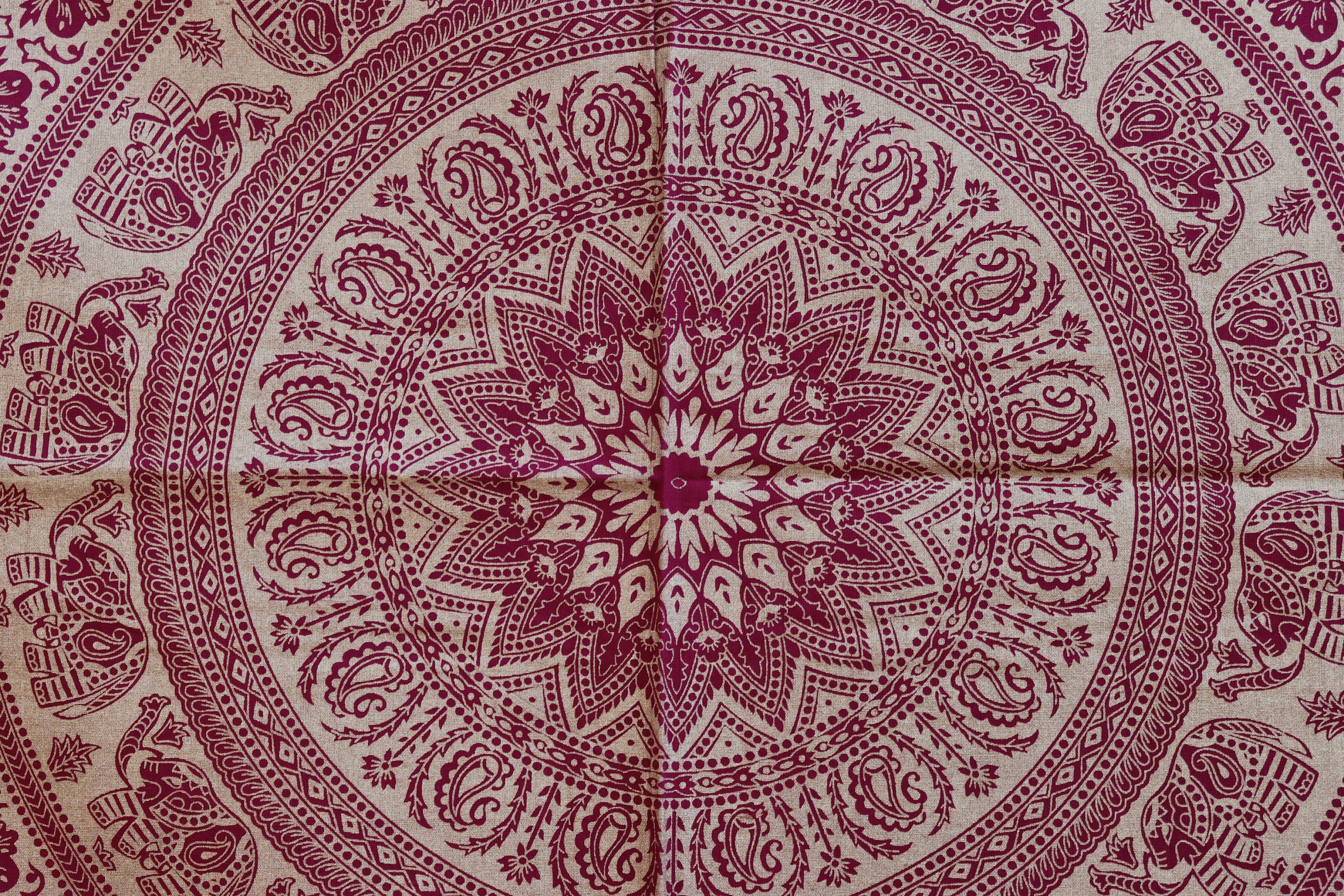 Tenture Murale - Wall Hanging Mandala Red&gold Deco Wandbehang Hippie Boho Or Decor -