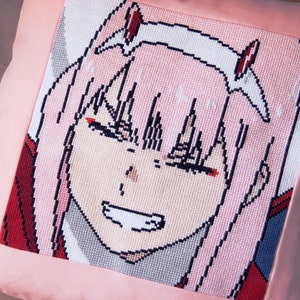 zero two anime embroidery kit box with cross stitch