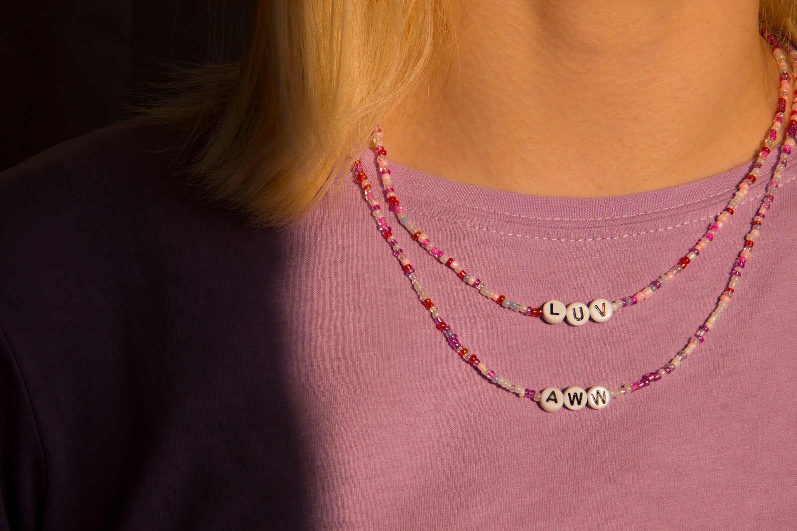 Cute pink beaded choker necklace Y2K aesthetic jewelry | Etsy
