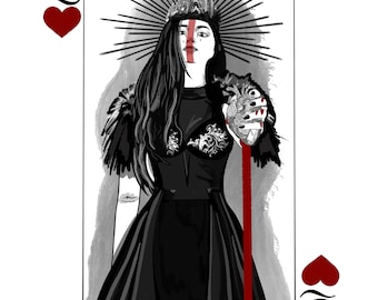 queen of hearts print | art poster | wall art | playing card art
