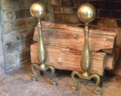 Sheffield Brass Cannonball Andirons