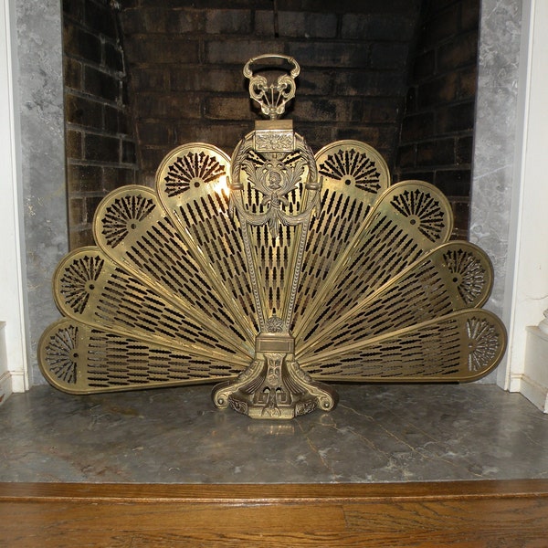 Brass Peacock Fireplace Screen Etsy