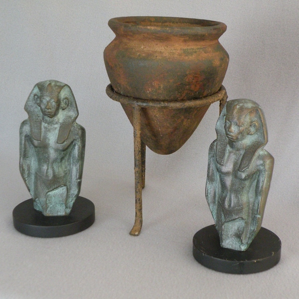 Egyptian God Figures and Ancient Style Urn Decor