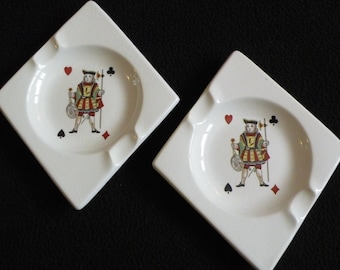 Pair of American Limoges "Casino" Ashtrays
