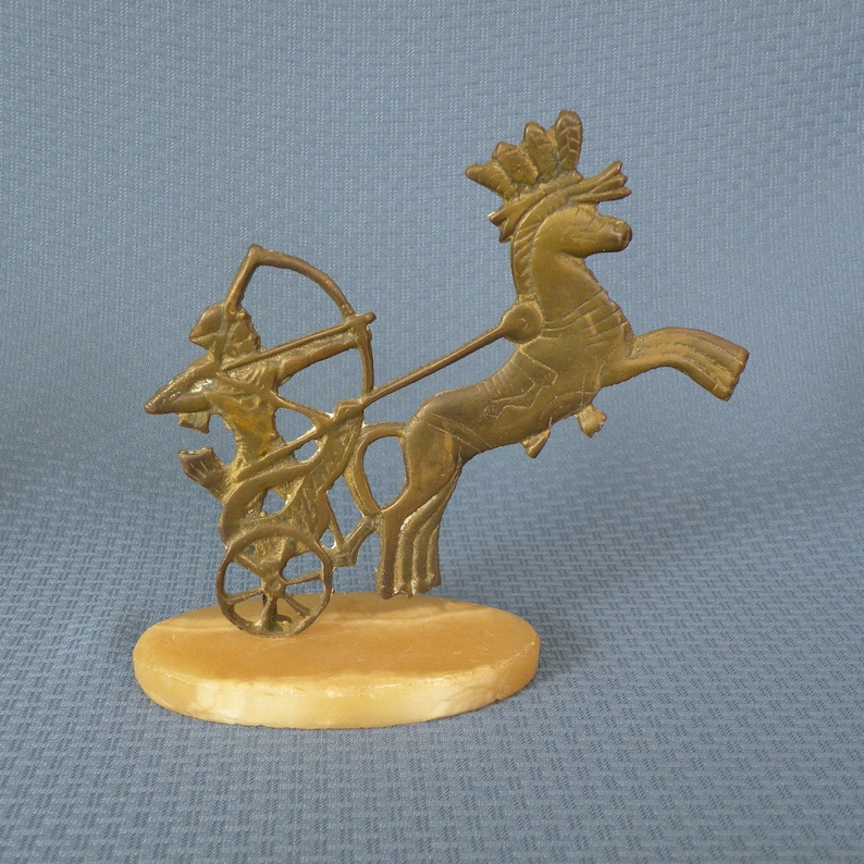 Brass Egyptian Silhouettes on a Marble Base