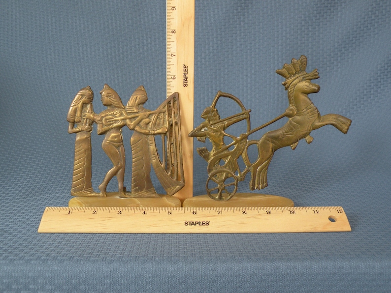Brass Egyptian Silhouettes on a Marble Base