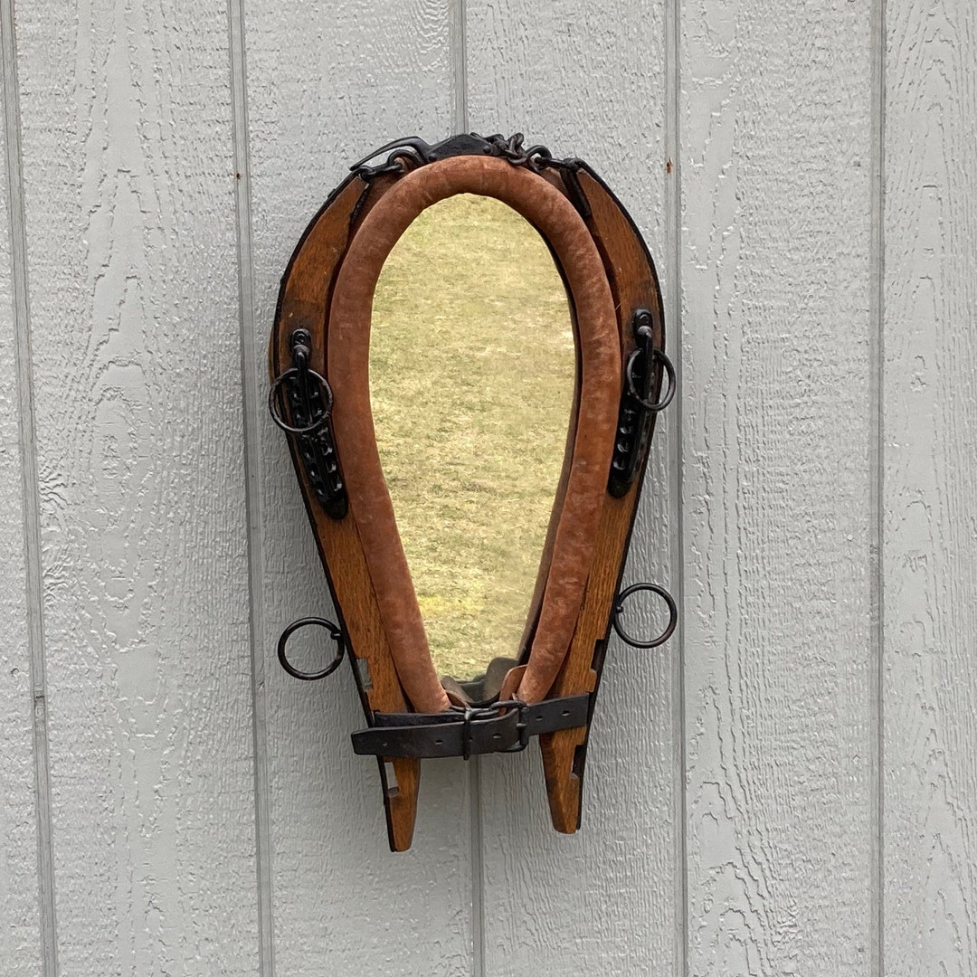 Antique Horse Collar Mirror Rustic Farm Ranch Style Wall Etsy