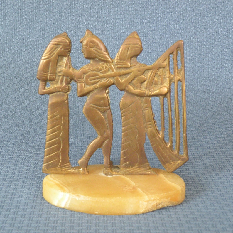 Brass Egyptian Silhouettes on a Marble Base
