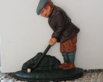 Golfer Doorstop / Cast Iron