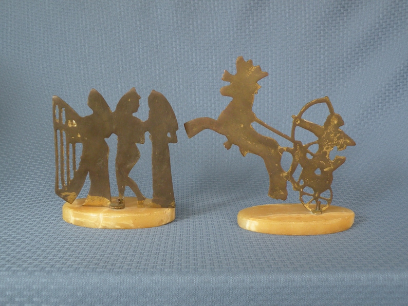 Brass Egyptian Silhouettes on a Marble Base