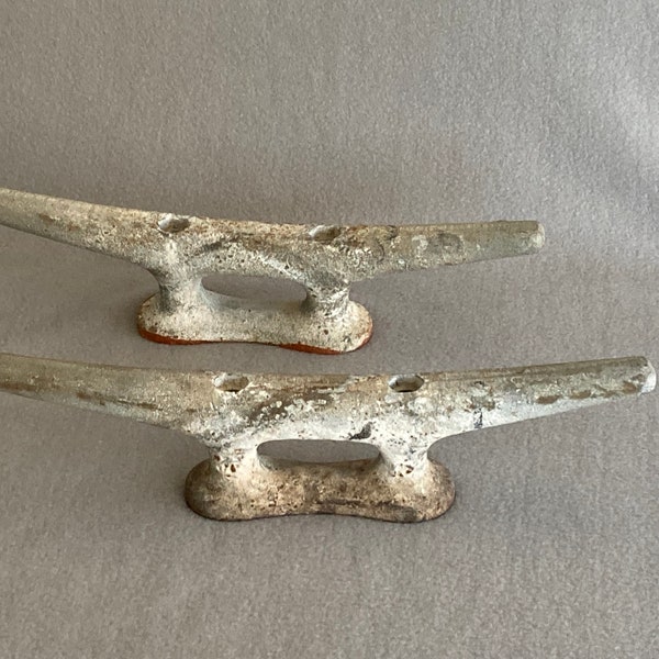 Pair of 12" Metal Boat Dock Cleats - WC Wilcox Crittenden 12" Vintage/ Antique Cast Iron Nautical Ships Hardware Hook