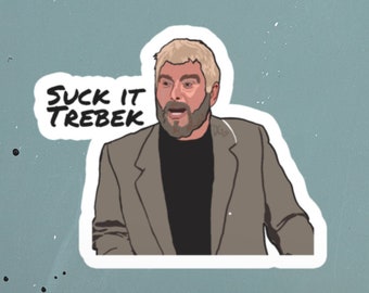 Suck It Trebek | Celebrity Jeopardy | Funny Sticker | Jeopardy Game | Vinyl Sticker | Classic Snl | Laptop Sticker