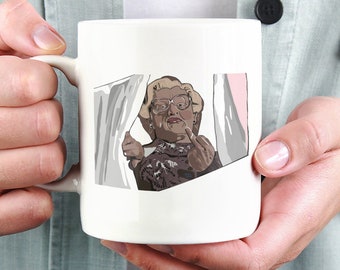 Robin Williams Mug | Mrs Doubtfire | Flipping Off | Comedy Coffee Mug | Robin Williams Gift | Comedy Gift | Ceramic Coffee Mug