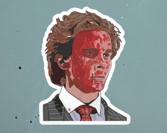 Horror Movie Sticker | Christian Bale | American Psycho Gift | Halloween Stickers | Scary Movie Stickers | Movie Prop | Patrick Bateman Gift