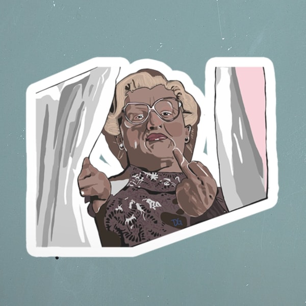 Robin Williams | Funny Stickers | Mrs Doubtfire Gift | Mrs Doubtfire Decal | Help is on the Way | Mrs Doubtfire Print | Middle Finger