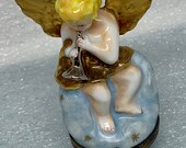 Vintage Chamart Limoges France peint main Cherub Angel porcelain trinket box