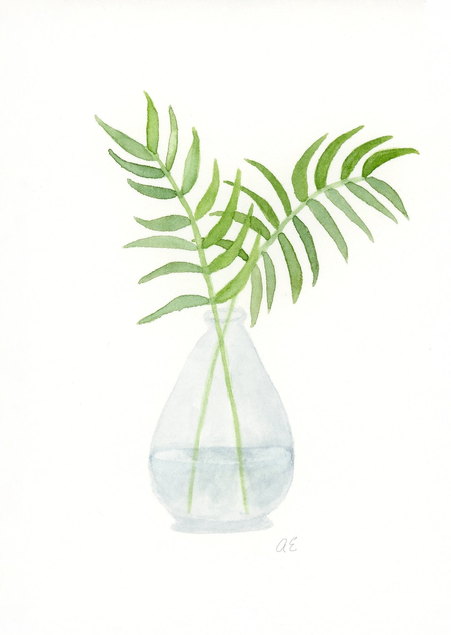 Palm Leaves in Glass Vase / Home Decor Etsy