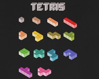 Tetris Tee Shirt | Retro Gaming Geek | Tetris Unisex Tee | 8-Bit Block Pattern Shirt | Gamer Gift Idea | Video Gaming | Arcade Vibes