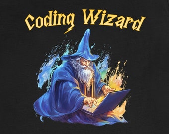 Coding Wizard Tee | Funny Techy Wizard Tee Shirt | Programmer Tee shirt | Software Developer Technology Tee Shirt | Unisex Short Sleeve Tee