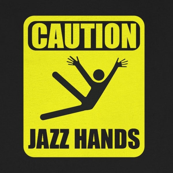 Precaución Jazz manos Camiseta divertida / Camiseta amante del jazz / Camiseta divertida de la banda de jazz / Camiseta de manga corta unisex de jazz / Camiseta de jugador de jazz