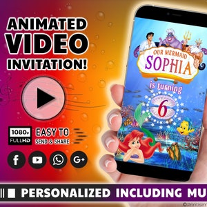 The Little Mermaid Birthday Invitation, Little Mermaid Invitation, Mermaid Pool Party Invitation,Ariel Birthday Invitation Video