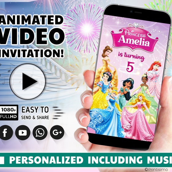 Princess Invitation Birthday Party Digital Etsy