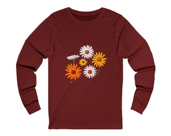 T-shirt à manches longues fleurs bohèmes, vêtements d'été pour jardiner, t-shirt nature fleurs sauvages, cadeau pour femme, chemises unisexes, cadeau amis