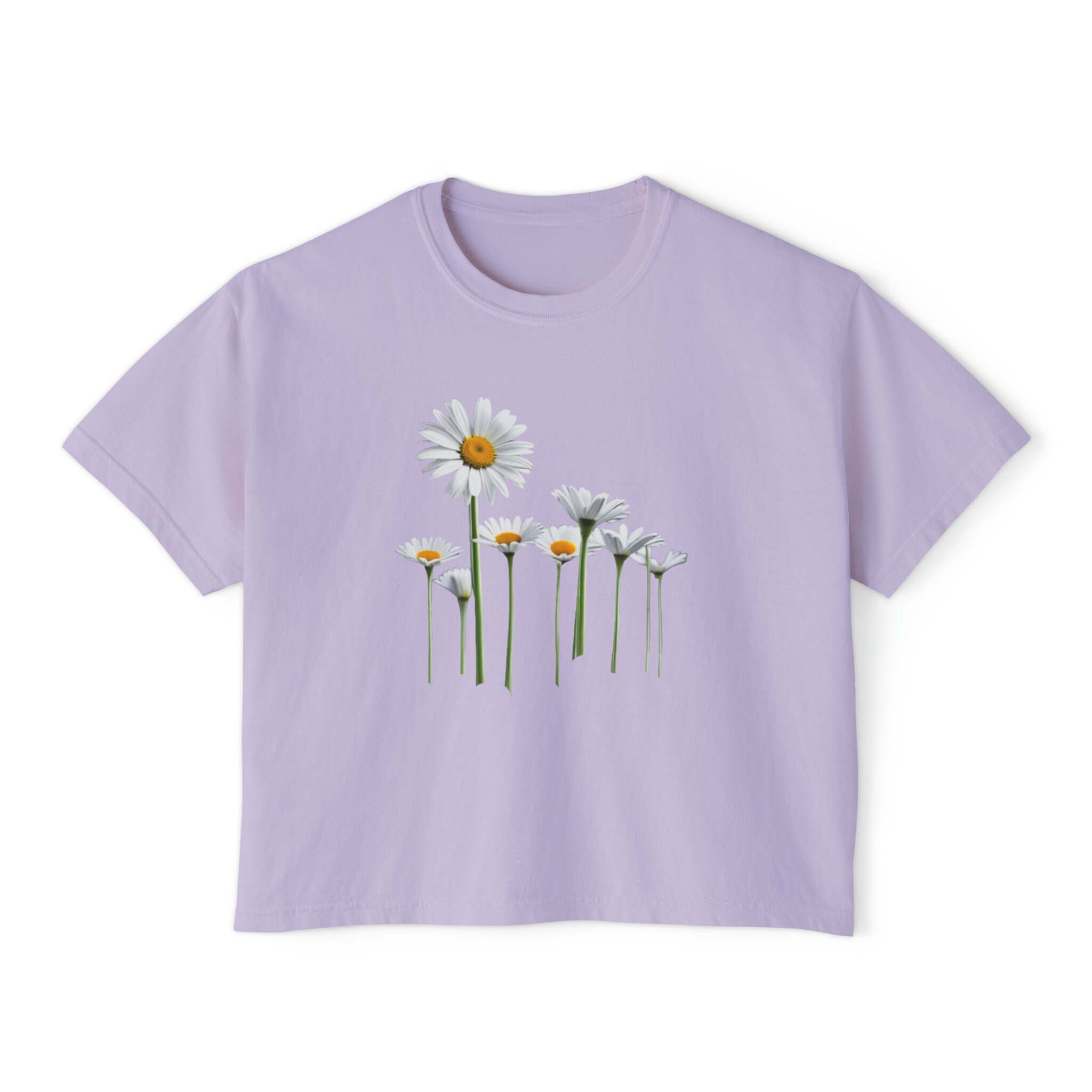 Wildflowers Daisy Tshirt. Floral Print on Boxy, Oversized