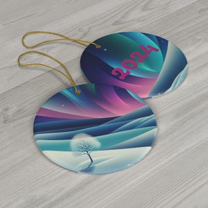 Northern Lights 2024 Ceramic Ornament - Holiday Decor, Christmas Gift, Home Decoration, Aurora Borealis Winter Wonderland, Unique Ornament