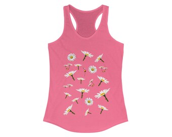 Wildflower Tank Tops With Daisies Graphic, Minimalist Shirt Retro Style Tank, Floral Tees For Women, Boho Daisy Flower Shirt, Gift For Her